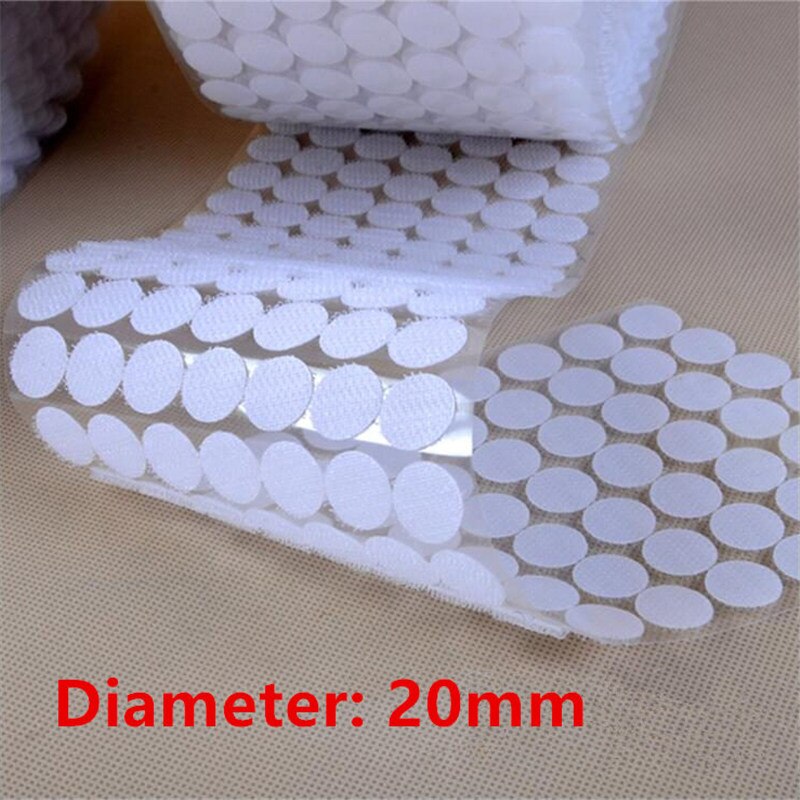 50Pairs Nylon Haken En Lussen Sticker Sterke Zelfklevende Ronde Dot Lijm Op Stickers Thuisgebruik Gordijn Sluiting: White 20mm