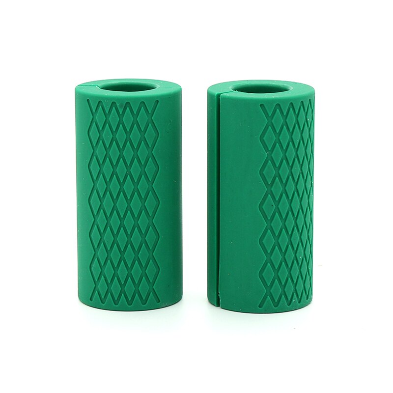 Silicone Gym Dumbbells Barbell Bar Thicken Weightlifting Non-Slip Hand Grip Ring Grippers Strength Training: 1 pair short green