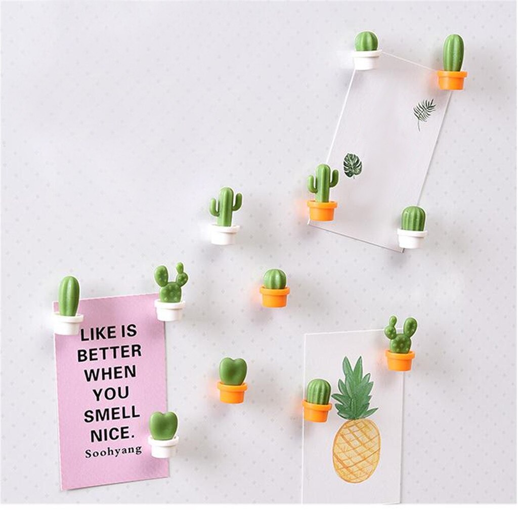 6PCS Cactus Refrigerator Stickers Green Plant Magnetic Buckle Magnetic Stickers Fridge Magnet Children Stickers