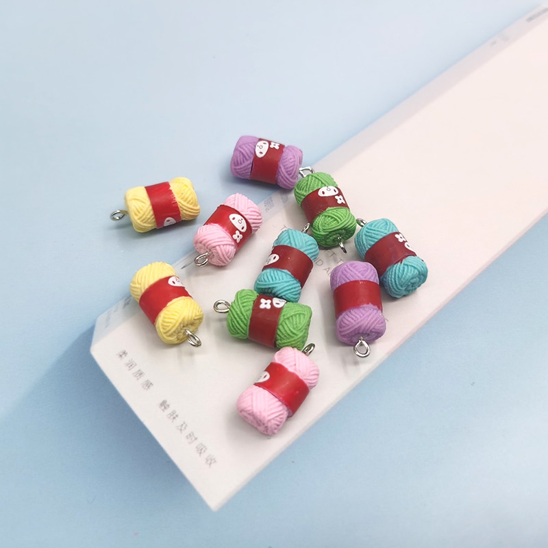 Kawaii – pendentifs mignons en fil de laine et résine, 10 pièces, pendentifs en forme de lapin, pour fabrication de bijoux faits à la main, à la , C316