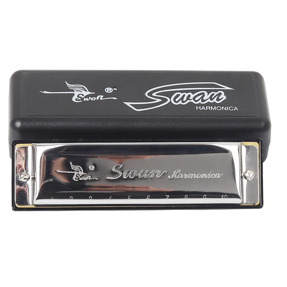 Harmonica SWAN Senior Bruce 10 Hole Harp BLUES Harp Diatonic Harp with case Brass stainless steel