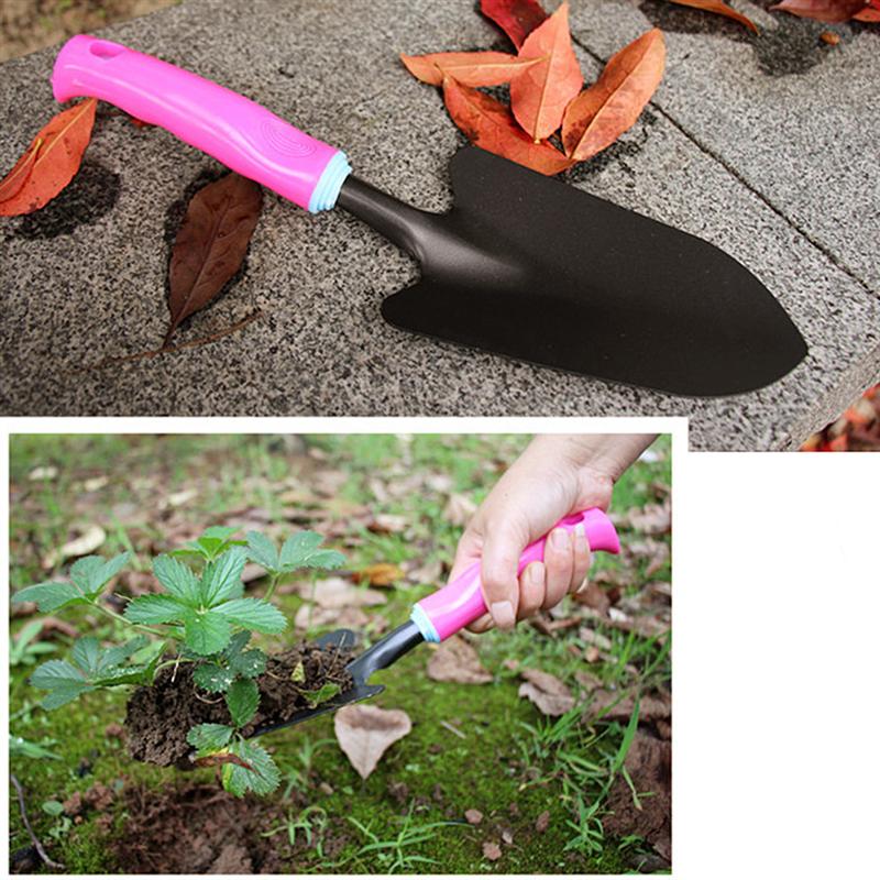 3 st trädgårdsredskap set järnskyffel kratta färg halkskydd handverktyg hängbart hål handtag för hem balkong trädgård blomkruka