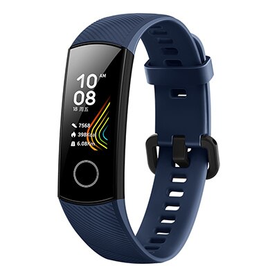 Originele huawei honor band 5 bloedzuurstofmonitoring realtime slimme polsbandjes kleuren touchscreen fitness waterdichte armband: Blauw
