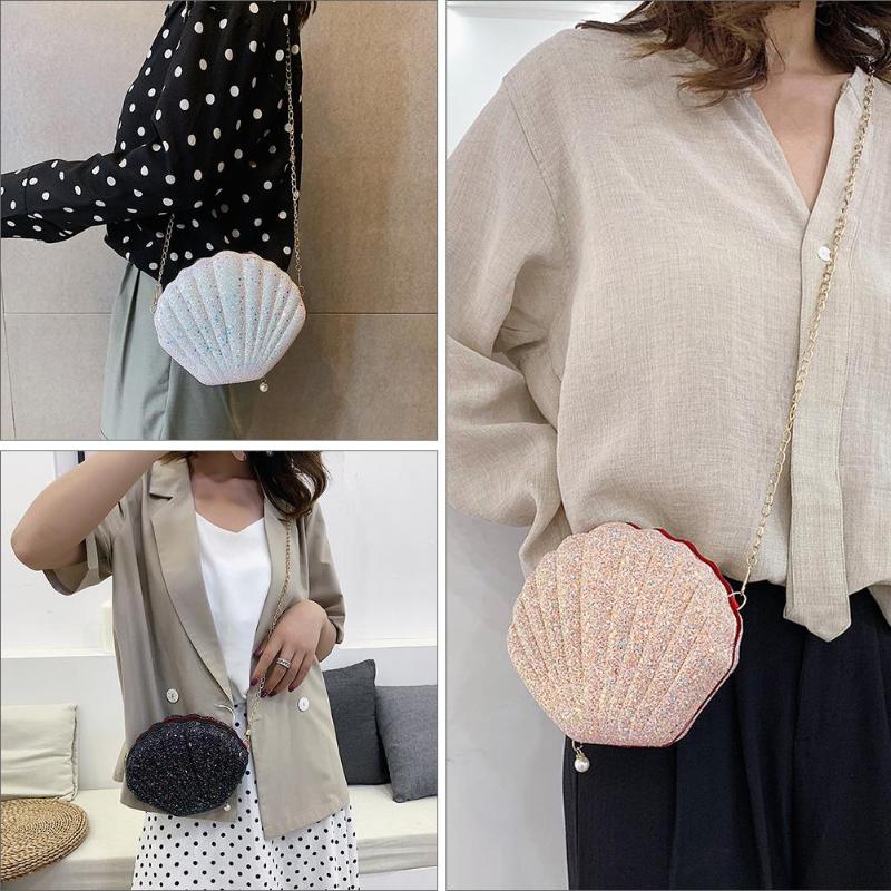 Schattige schelpentas ketting schoudertassen dames kleine pailletten feest avondtas crossbody tassen bolsas feminina mujer sac a