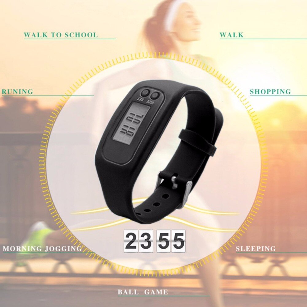 Lcd Smart Horloge Armband Stappenteller Sport Monitor Running Sporten Stappenteller Fitness Siliconen Polsbandje Smartband