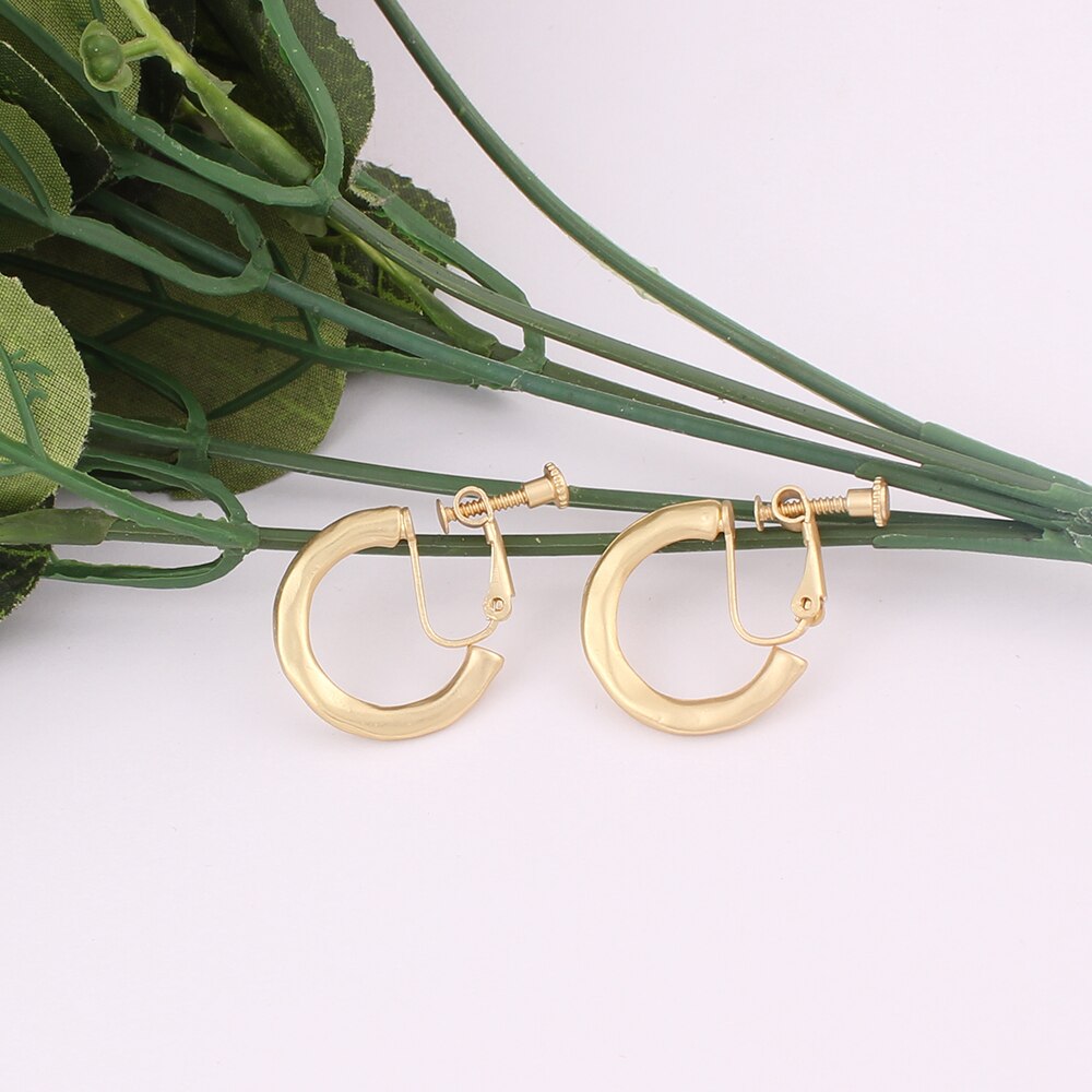 Grace Juni Korea Stijl Hoop Koper Materiaal Geometrische Clip Op Oorbellen Zonder Doorboord Elegante Manchet Hypoallergeen Oor Clip