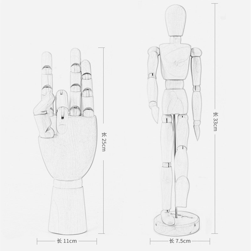 Large sketch wooden human wooden hand model movable joint deformation sculpture character painting model handicraft decoration