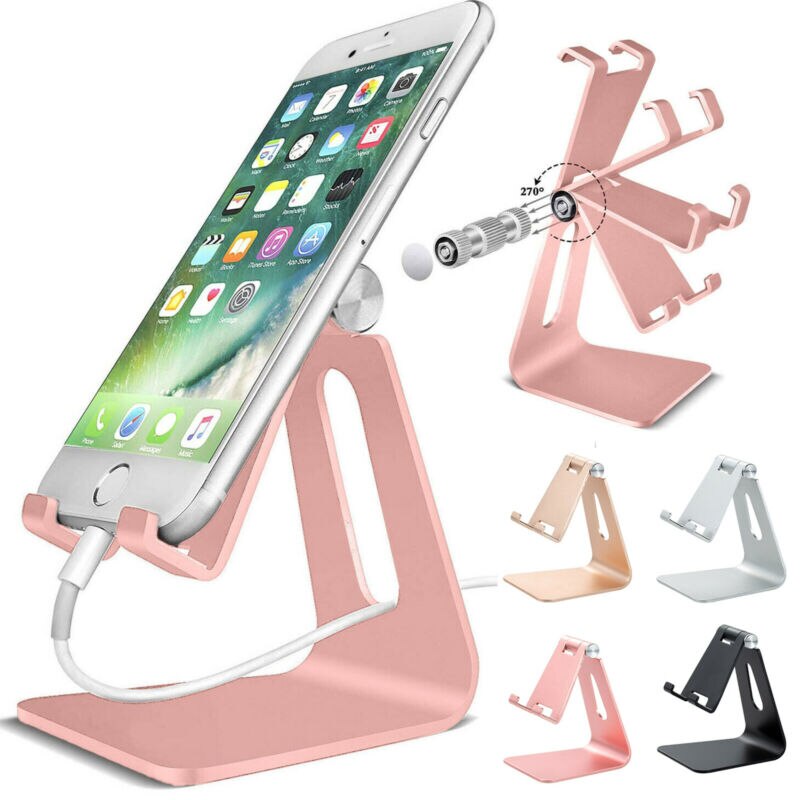 Aluminum Metal Phone Holder Mobile Phone Holder Stand Desktop Universal Non-slip Mobile Phone Hold for iPhone Samsung Tablet