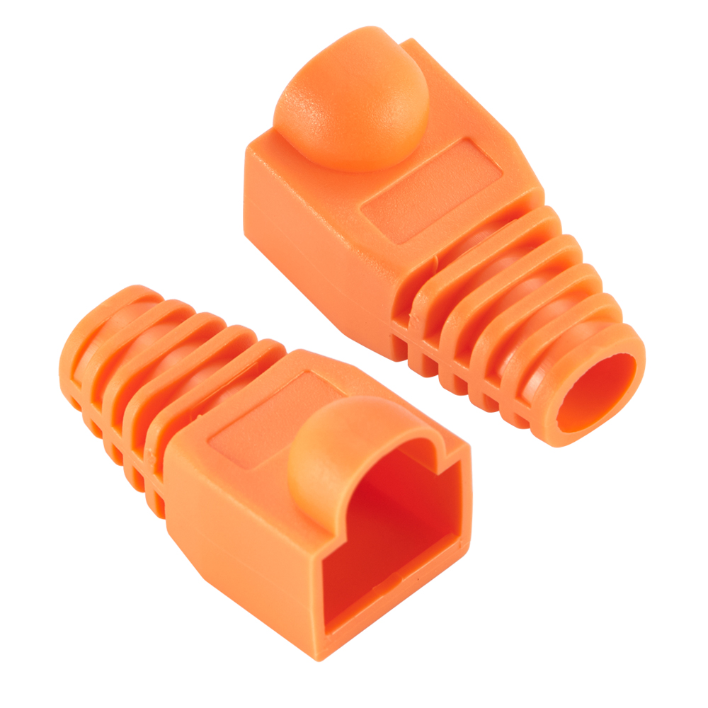 Blandet farve cat 5e cat 6 rj45 ethernet netværkskabel trækaflastningskapper kabelstik stikdæksel: Orange / 1.8m