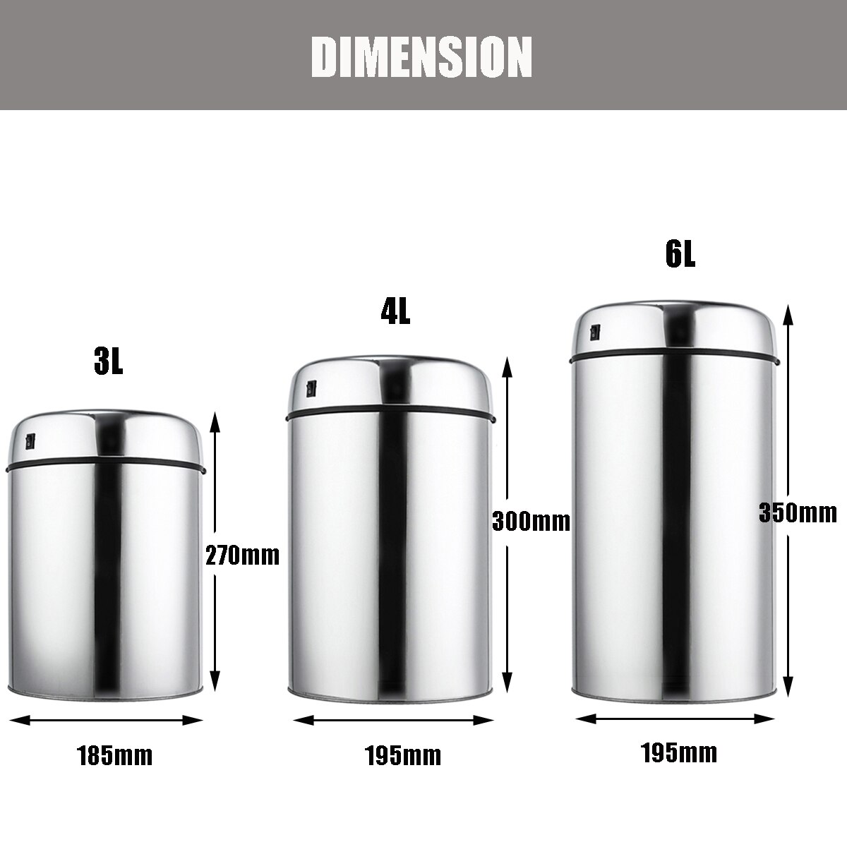 3/4/6L Stainless Steel Electronic Dustbin Touchless Trash Recycle Motion Sensor Automatic Waste Bins USB Charge Kitchen Trash