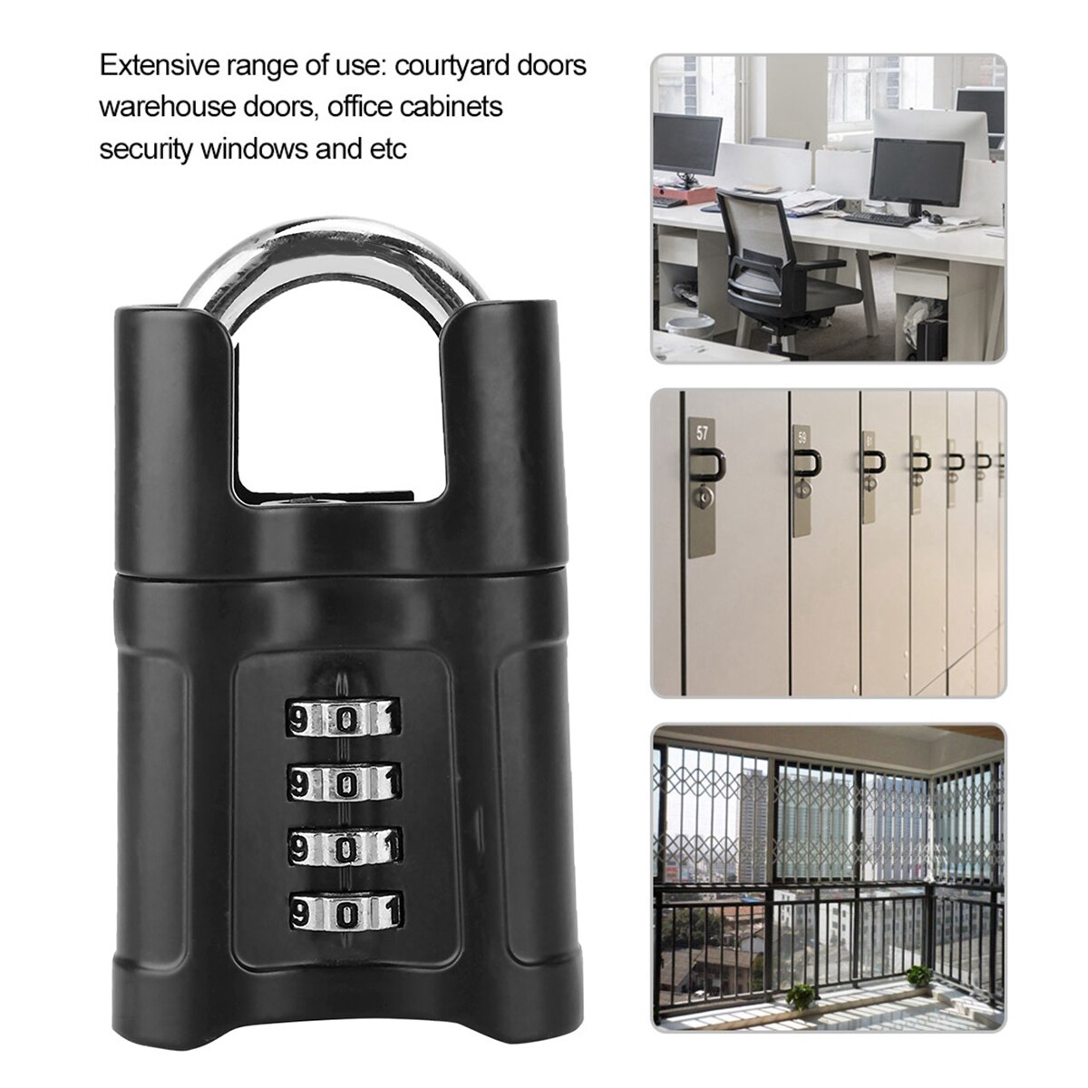 4 Digit Code Password Combination Padlock Waterproof High Security Zinc Alloy Door Lock​​ For Warehouse Courtyard Doors