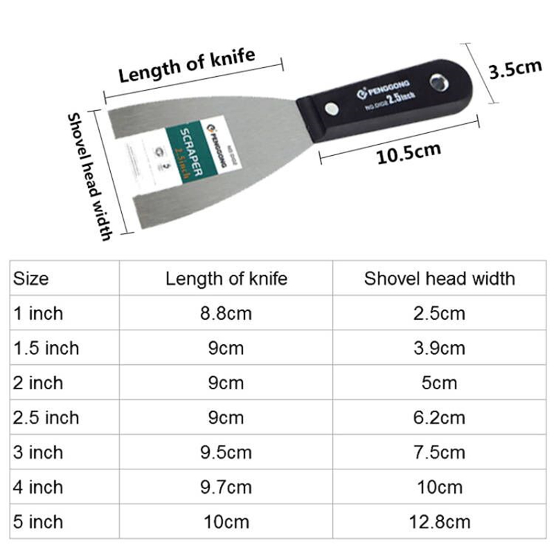 Putty Knife Set Wall Shovel Putty Scraper Blade 1&quot; To 5&quot; Multi-specification Paint Plastering Knife Construction Tool