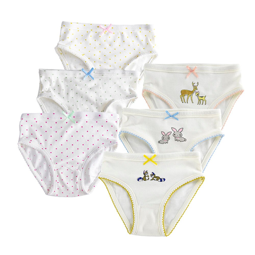Zukocer 6 stk/parti bomuld børne undertøj piger sødt butterfly dyr til børns pige underbukser korte trusser til baby tøj: 6-7 år