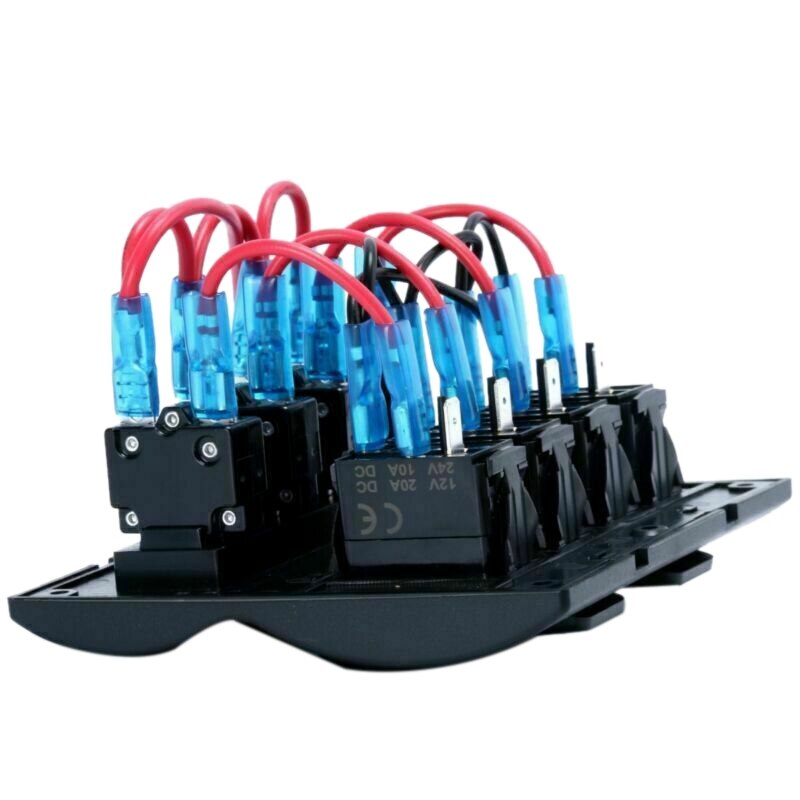 4 Gang Rocker Switch Panel with Blue LED Indicators for Boat Marine 12V 24V