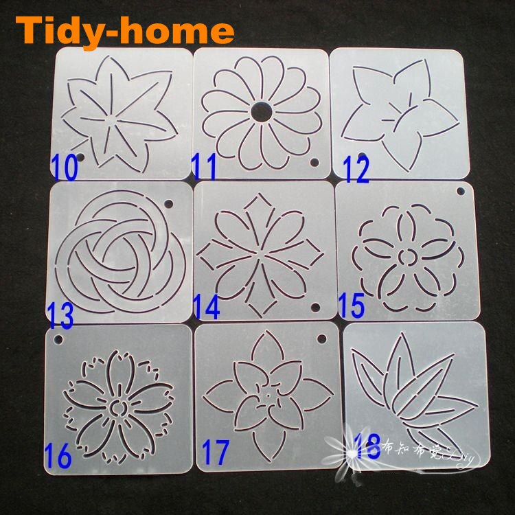 9pcs/set Japanese Style Classic Flowers Leaf Sashiko Templates Sashiko Stencil Drawing Pattern 12cm*12cm: Set B