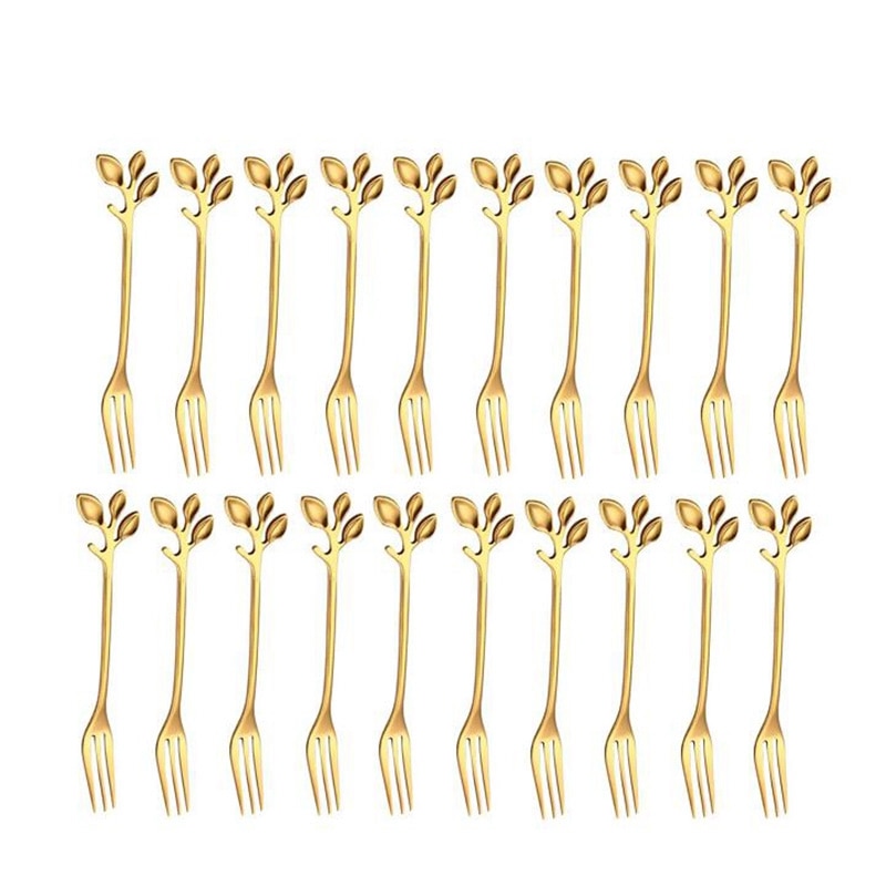 20 st rostfritt stål bestick fruktgaffel middagsservis förrätt mellanmål efterrätt gaffel kök servis blad form-abux
