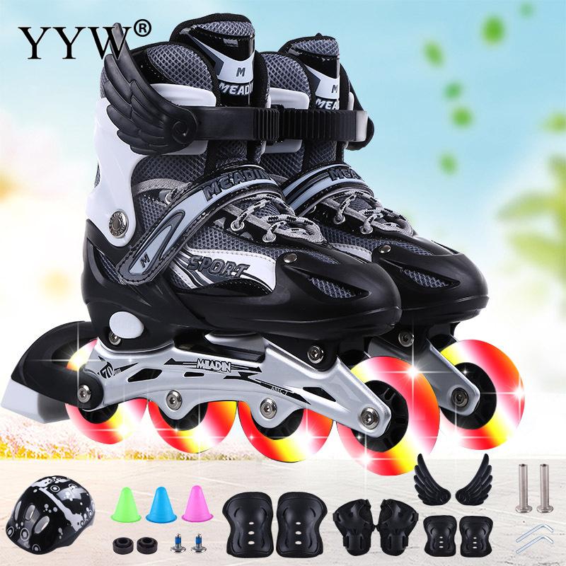 Inline Roller Skate Verstelbare Schaatsen Rollen Schoenen Sliding Voor Kinderen Skate Sneakers Rollen Maat L Kids Ourdoor Sport: flash black suit / m 33-37
