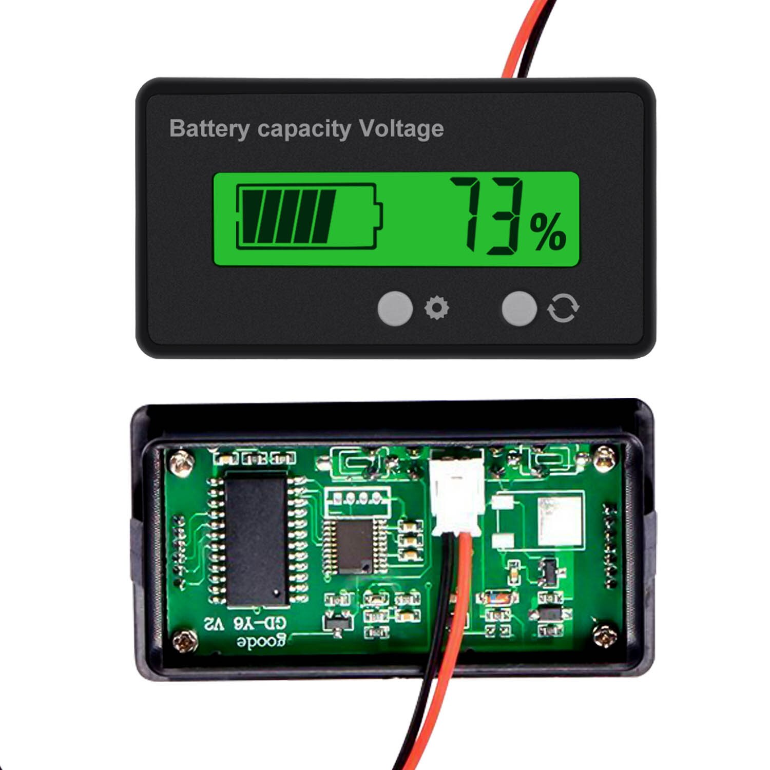 Bilbatteri kapacitet monitor lcd skærm baggrundsbelysning måler bly syre batteri status indikator lithium batteri kapacitet tester