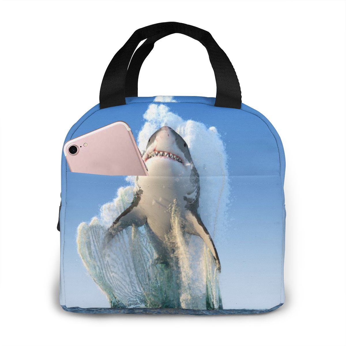 Fantasy Shark Underwater World Lunch Bag Portable Insulated Thermal Cooler Bento Lunch Box Tote Picnic Storage Bag Pouch: Black 3