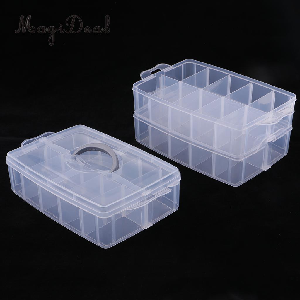 3 Lagen Stapelbaar Verstelbare 30 Compartiment Sieraden Verdelers Box Organizer Clear Plastic Kralen Case Opslag Container