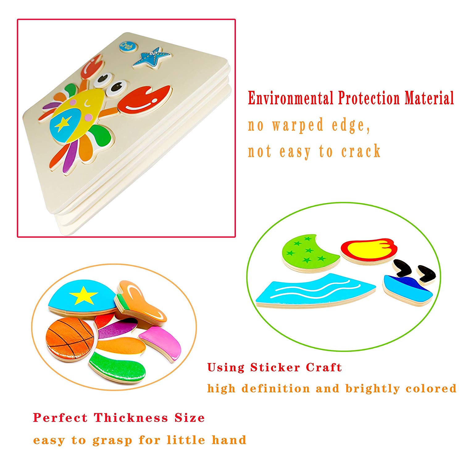 MAGIFIRE Wooden Puzzles For Toddlers – 6-Pack Animal & Car Set, Chunky Pieces, Water-Based Paint, Learning Toys For Ages 1-3