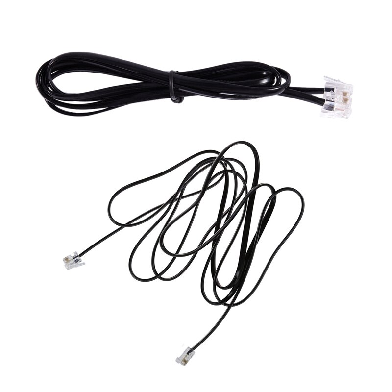 2Pcs RJ11 6P4C Telefoon Kabel Cord Adsl Modem, 1 Meter & 2 Meter