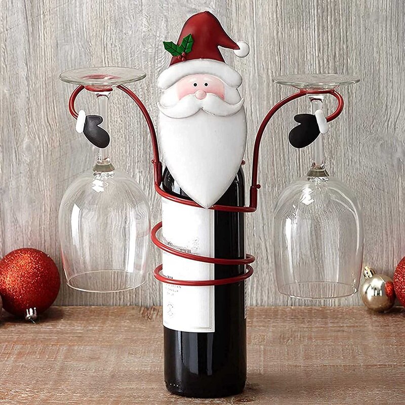 Kerst Wijn Fles Glas Houder Aanrecht Wijnglas Houder Thuis Keuken Eenvoudige Wijnglas Opbergrek