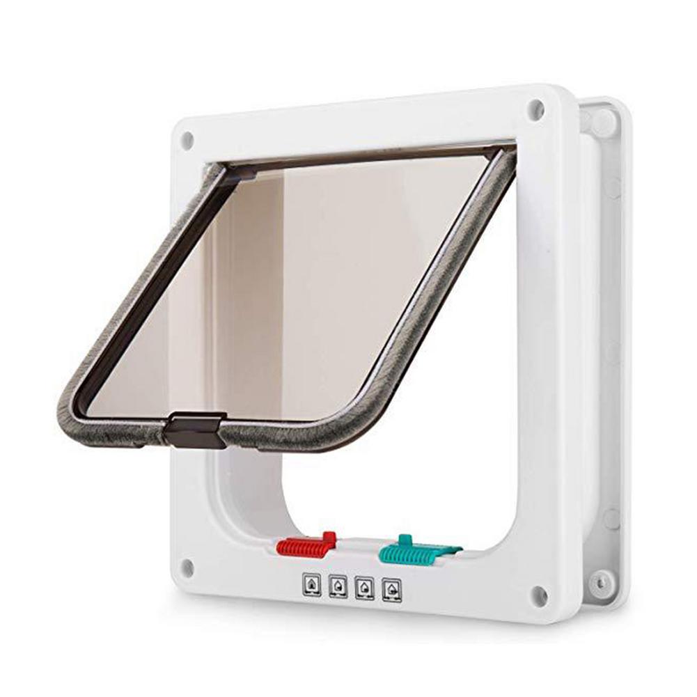 Dog Cat Flap Door Sliding Controllable Lockable Flap Door For Dog Cats Kitten ABS Plastic Small Pet Gate Door Kit Flap Doors