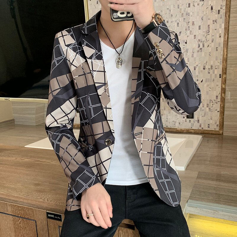 Höstkavaj masculino bröllopskavaj slim fit streetwear casual kostym jacka rutig klänning kappa ropa hombre