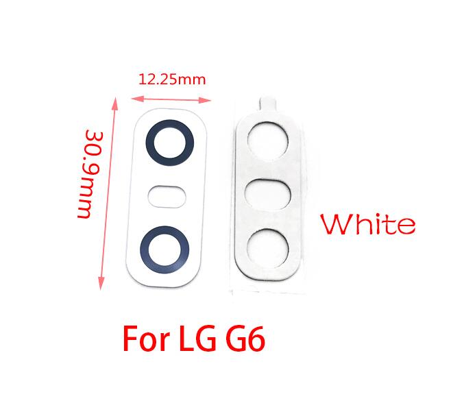 2pcs/lot Rear Back Camera Glass Lens For LG V20 V30 G2 G5 G6 G7 Q6 K8 Camera Glass With Glue Adhesive: G6 White