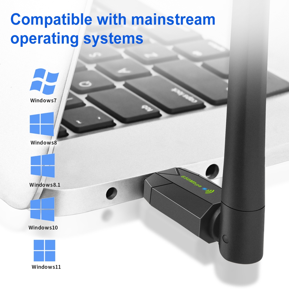 650Mbps USB WiFi Adapter Free Drive Dual Band 2.4G 5Ghz Wireless Network Card USB WiFi Receiver for Windows XP/7/8/8.1/10/11