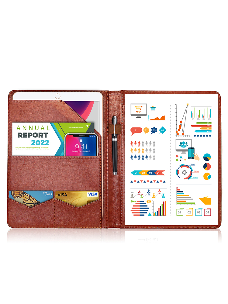 Multifunctional A4 Conference Folder Business Stationery Folder Leather Contract File FoldersTravel Document Folder NEWYES: Red