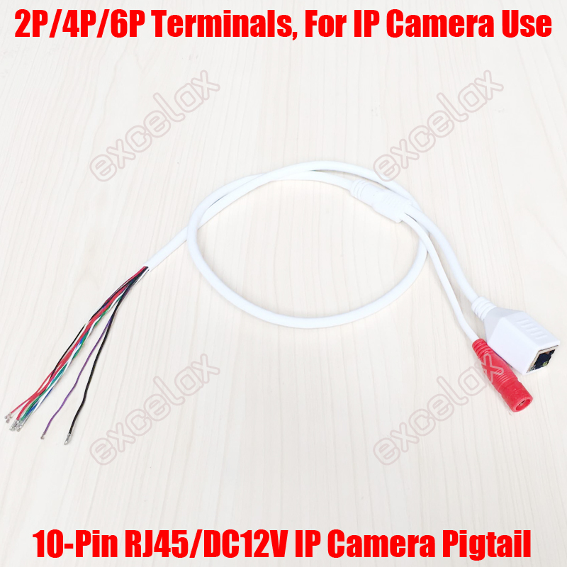 10PCS/Lot 10-Pin Network IP Camera Module RJ45 DC12V Cable Power Video Lead Pigtail 80cm Length for IPC Assembly Production