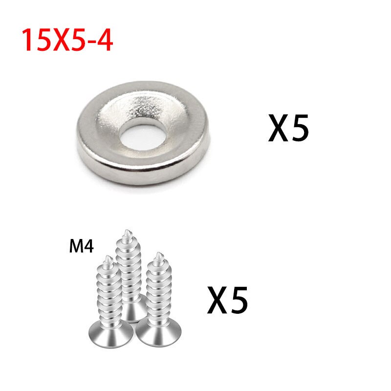 12 x 3 15 x 3 15 x 5 reikää 4mm n35 ndfeb uppotettu pyöreä magneetti erittäin tehokas vahva kestomagneettinen imane-levy  m4 ruuvilla: 15 x 5-4 10 kpl