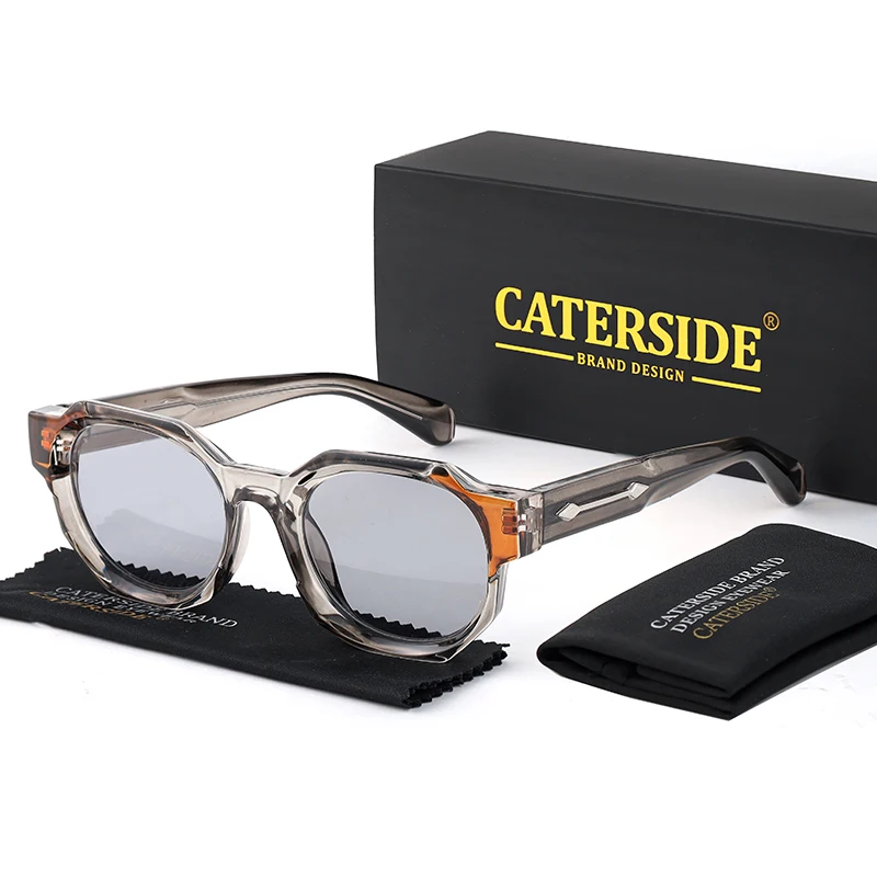 CATERSIDE gafas de sol cuadradas Retro Punk para hombre, montura gruesa Vintage, gafas de sol de para mujer, gafas de viaje para fiestas y vacaciones: Rojo