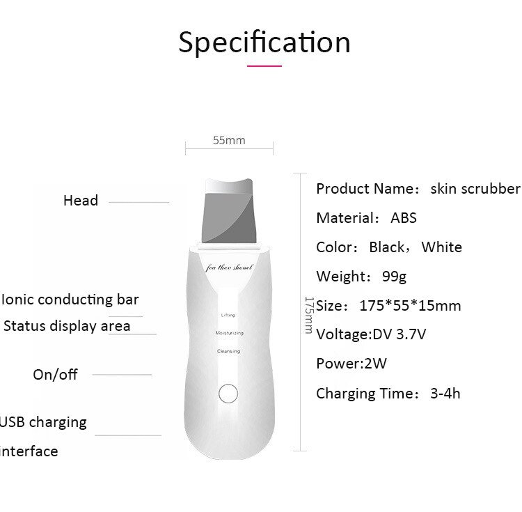 Ultrasonic Skin Scrubber Deep Facial Cleansing Blackhead Removal