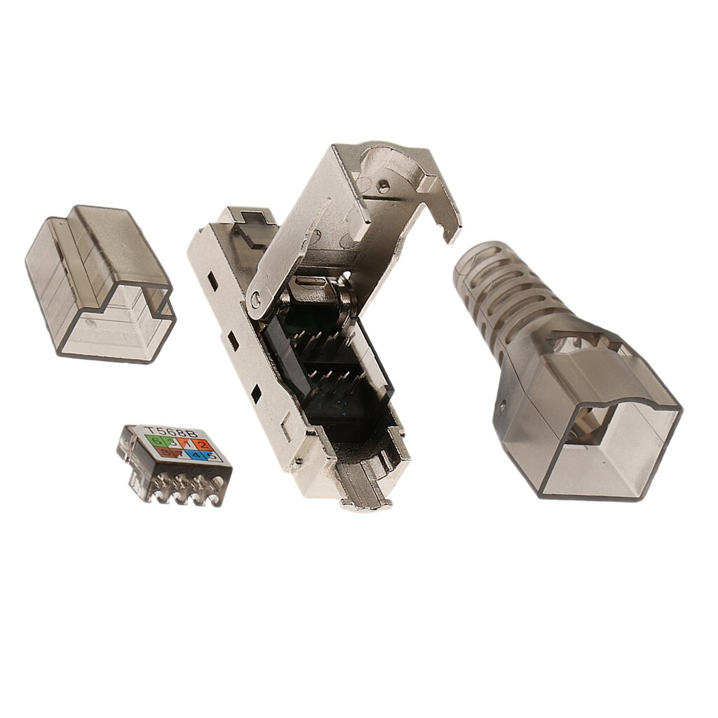 CAT6A Beëindiging Plug Network Connector Modulaire Stekkers Afgeschermde Connectors Ethernet Kabel Adapter Metalen Afgeschermde Shell