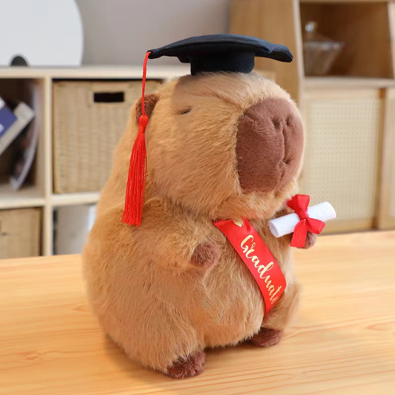 Muñecos de peluche graduados, Doctor, capibara, búho, oso, juguete de peluche, lindo Animal relleno, muñeca de juguete, almohada suave de dibujos animados, de graduación: Blanco