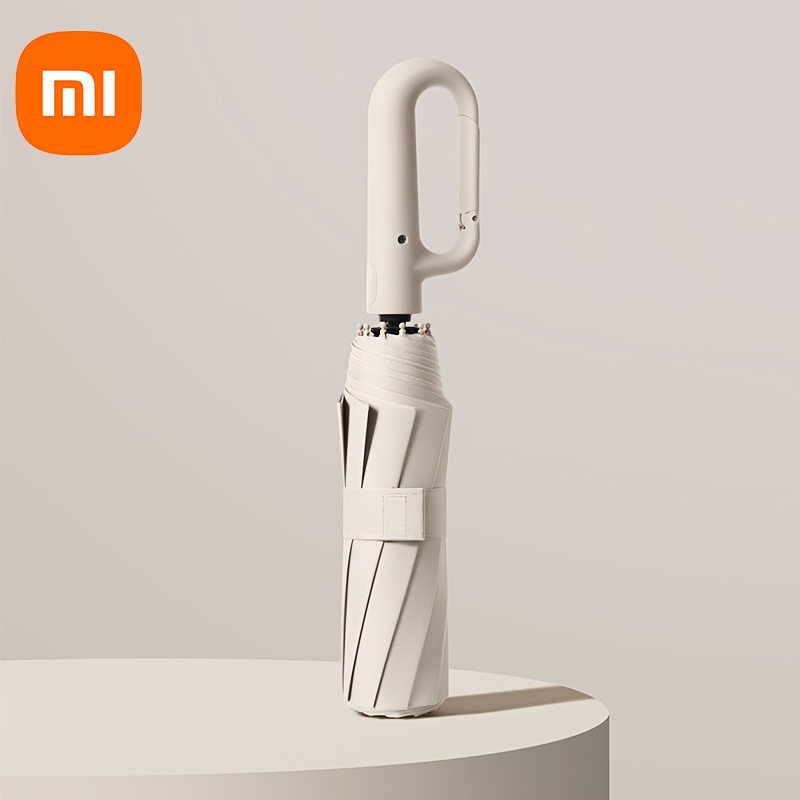 Paraguas Xiaomi a prueba de viento fuerte 107CM, paraguas plegable automático reforzado, mango de hebilla grande, resistente al viento, agua y al sol,: Rojo