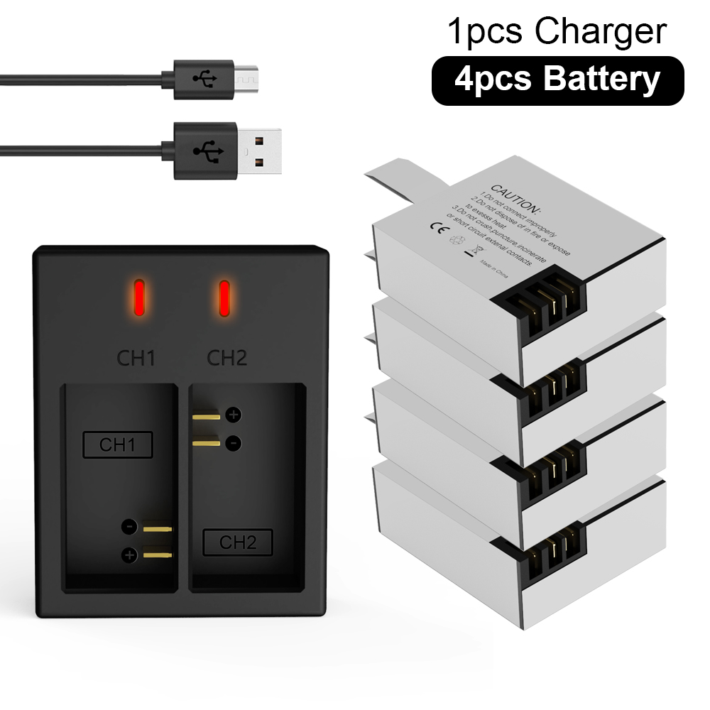 PALO PG1050 SJ4000 PG900 Battery For SJCAM SJ5000 SJ6000 SJ8000 M10 EKEN 4K H8 H9 GIT-LB101 GIT Battery: 4pcs and charger