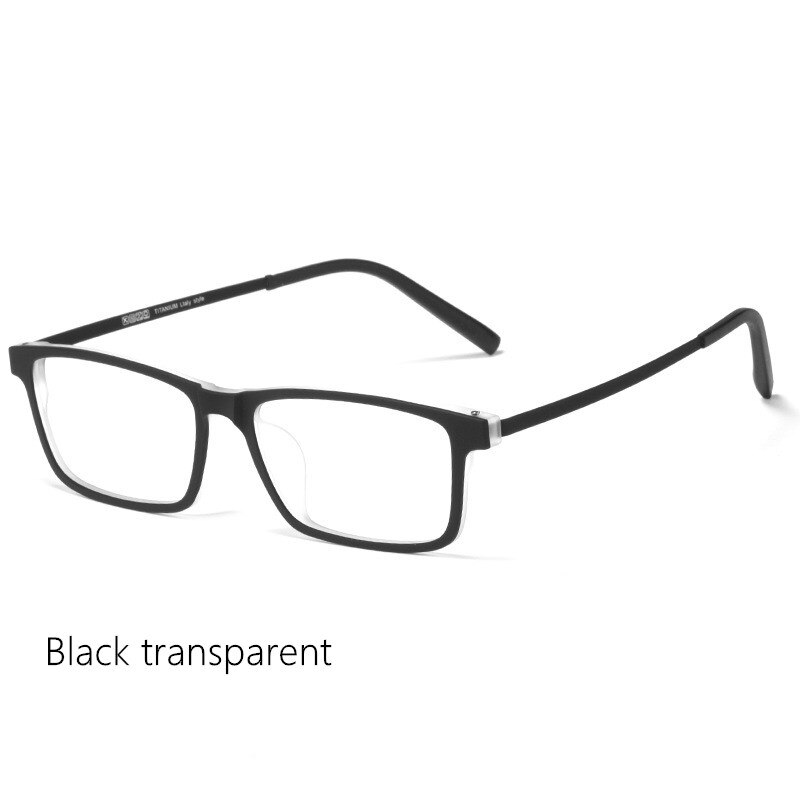Lunettes en titane pur pour hommes, monture TR90 ultralégère, myopie, hypermétropie, grande monture, 8836x: Black Transparent