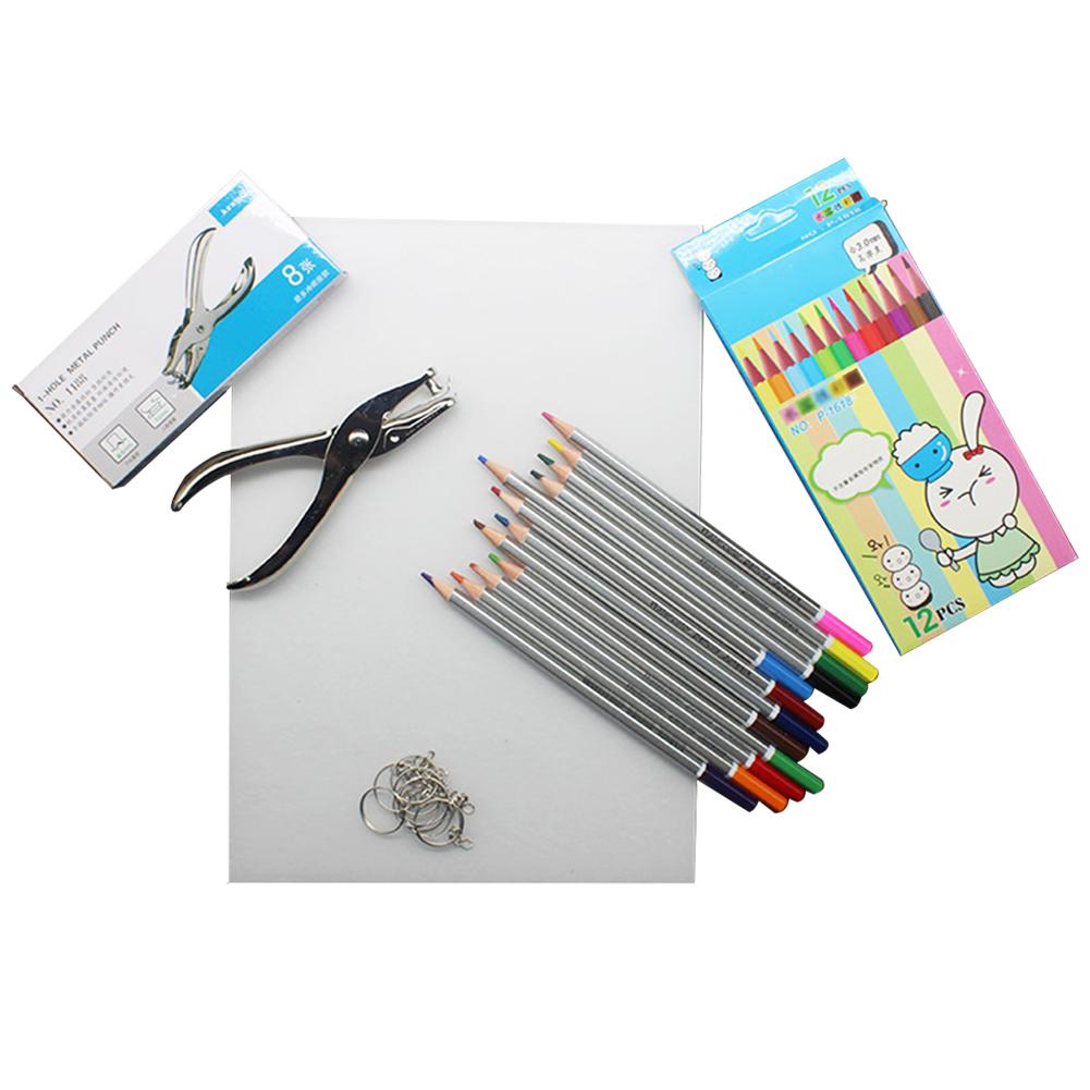 Handicraft Heat Shrink Sheet Kit Shrinky Art Film Set Include Shrinky Art Paper with Other Accessories for Kids Children