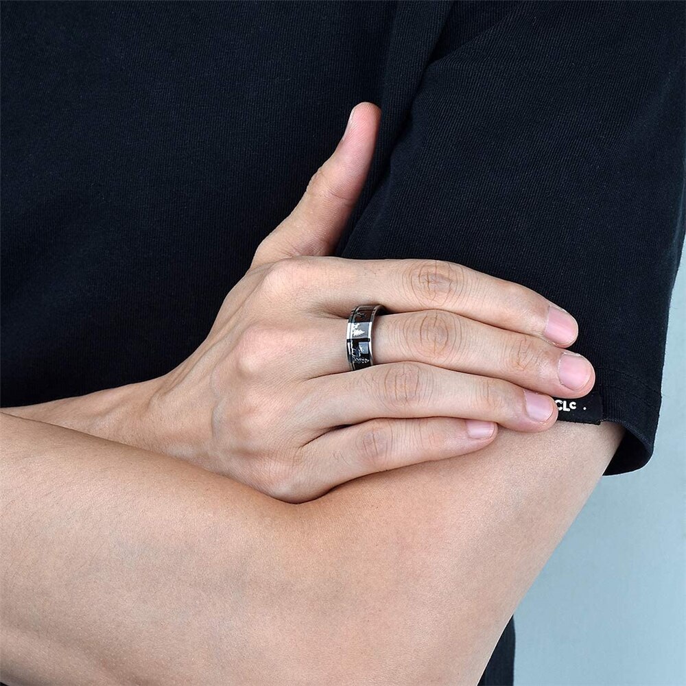 Bague de mariage en bois massif pour Couple, 8mm, en acier inoxydable, incrusté de cerf, bijou d'anniversaire de mariage, pour hommes et femmes,