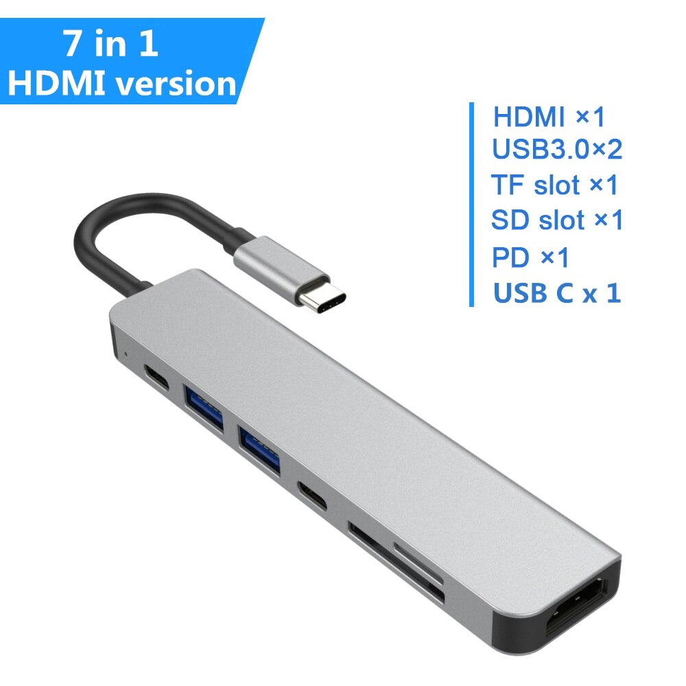 87W USB C Hub Blitz 3 Docking Bahnhof 4K HDMI Typ-C Hub zu HDMI USB 3,0 Adapter für MacBook Profi Zubehör USB Konverter: 7 in 1USB Hub