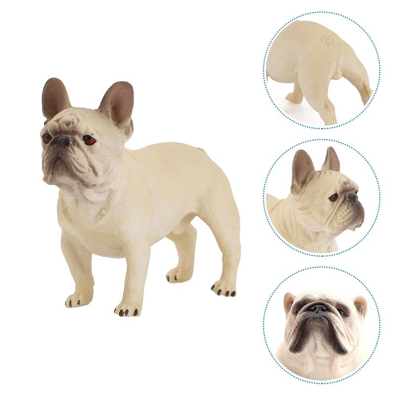 1pc Simulated Bulldog Model Lifelike Bulldog Toy Bonsai Decor (Light Yellow)