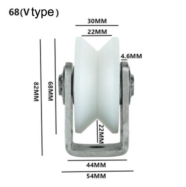 Nylon styrerulle på beslag mount 304 rustfrit stål skydeport hardware: 304 store v -typer