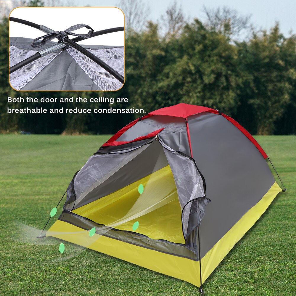 Rygsæk telt 2 person vandtæt oxford stof pole let camping telt, dobbelt lag bærbar håndtaske til vandreture