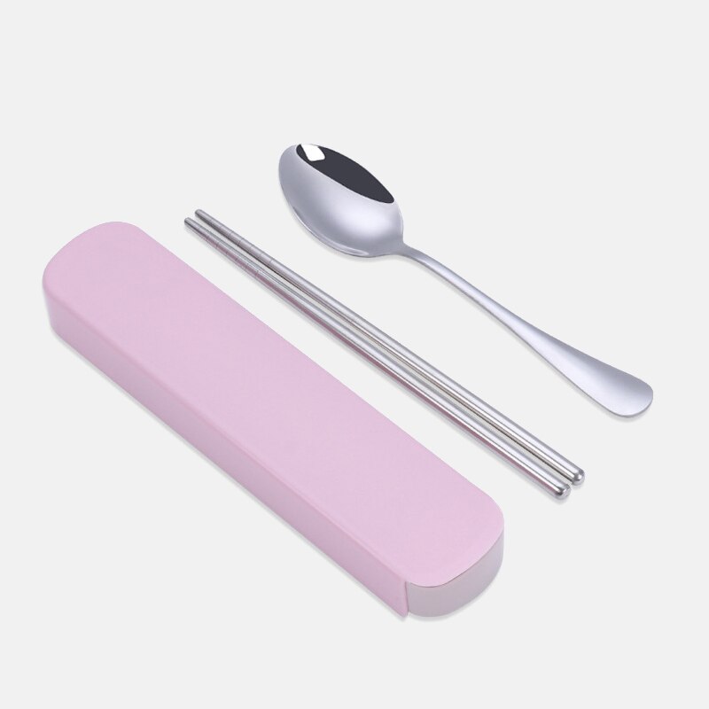 Roestvrijstalen reisservies met doos voor kinderpicknick, zilverwerk, bestek, dinerset, draagbaar servies, keukenaccessoires: 2