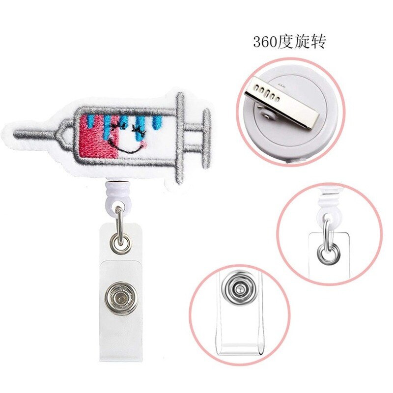 1 sztuk kobiety dziewczyna chowany pielęgniarka odznaka Reel klips do kartek Holder śliczne studenci lekarz etui na dowód osobisty Kawaii