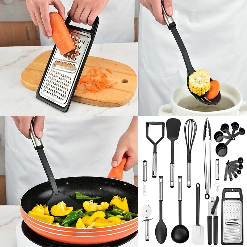 Kitchen Utensil Set - 23 Pcs Nylon Cooking Utensils Set for Non Stick Pans Kitchen Set - Kitchen Gadgets Cookware Set